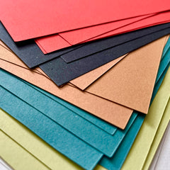 Plant Fibre Paper 6 Colour Pack - Terracotta | Tomato Red | Midnight Blue | Teal | Pistachio Green | Bright White (24 sheets)