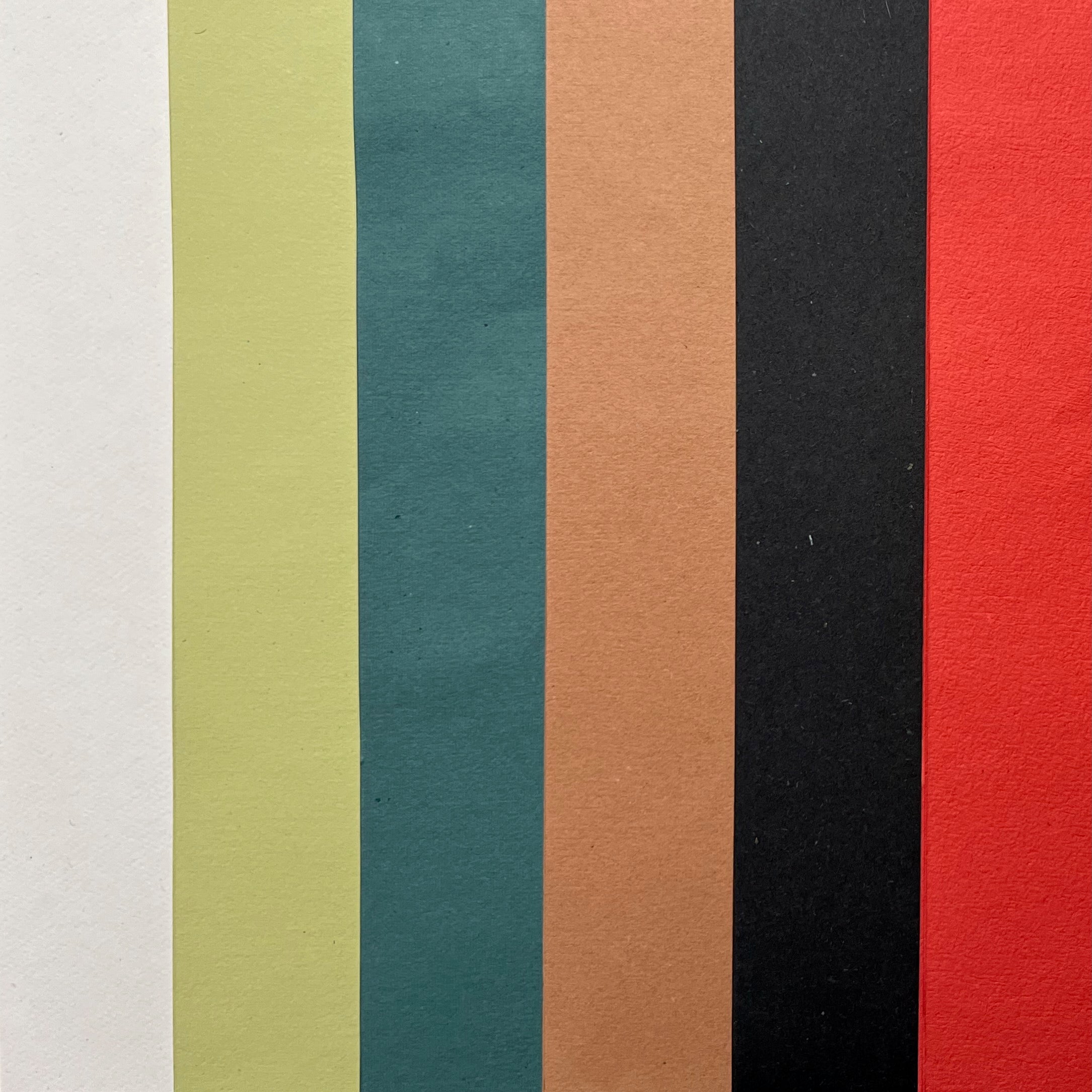Plant Fibre Paper 6 Colour Pack - Terracotta | Tomato Red | Midnight Blue | Teal | Pistachio Green | Bright White (24 sheets)